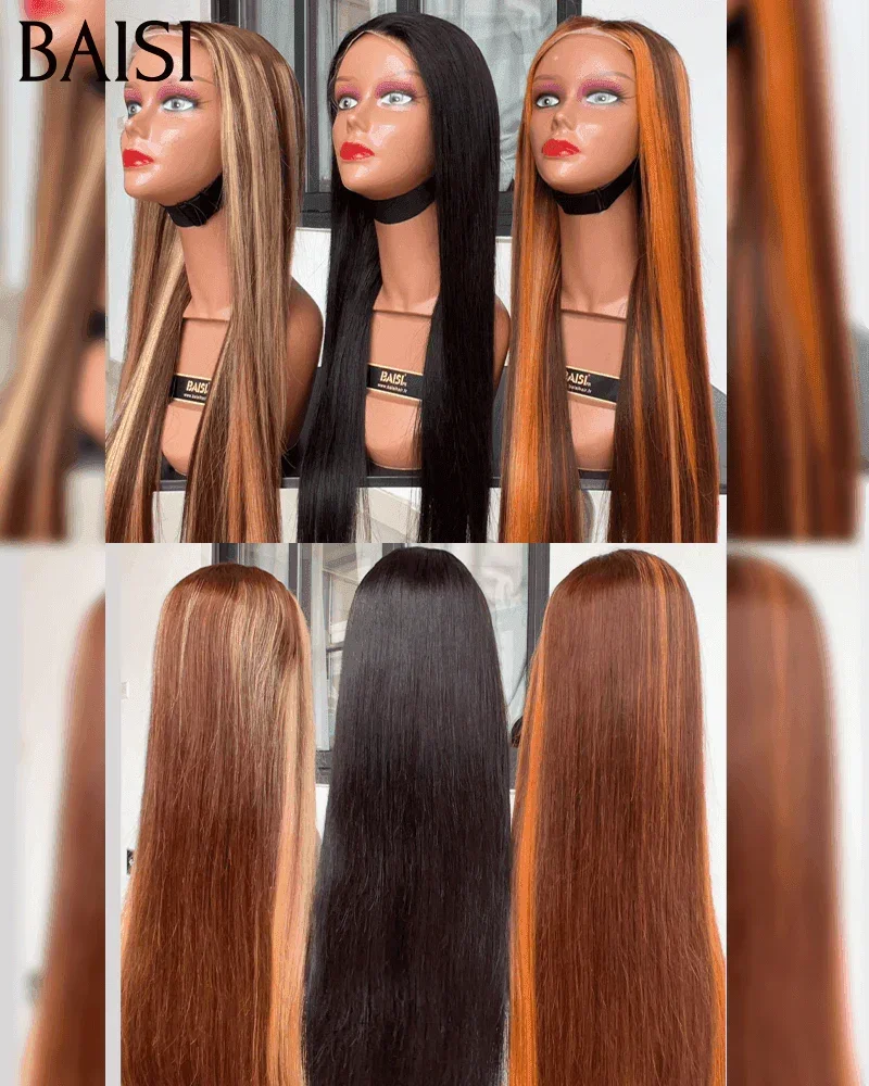 BAISI Lisse BOB Marron 10 Pouces 98€ ou perruques 3 Couleur Marron Mixte orange 4#350# et Marron Mixte miel 4#27# 4X4 lace de Luxe SDD BONE STRAIGHT 100% Vietnam Hair Lisse 20 Pouces ou 13X4 NOIR Lisse en 100% cheveux humains à moitié prix FR38