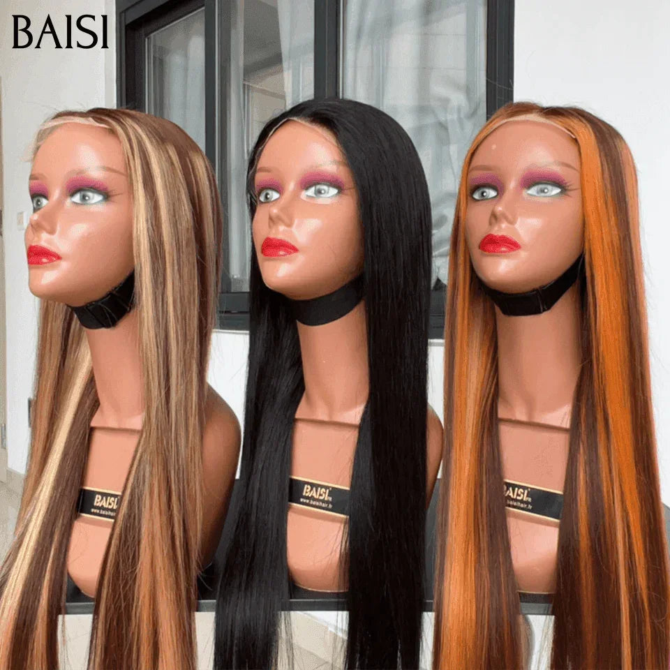 BAISI Lisse BOB Marron 10 Pouces 98€ ou perruques 3 Couleur Marron Mixte orange 4#350# et Marron Mixte miel 4#27# 4X4 lace de Luxe SDD BONE STRAIGHT 100% Vietnam Hair Lisse 20 Pouces ou 13X4 NOIR Lisse en 100% cheveux humains à moitié prix FR38
