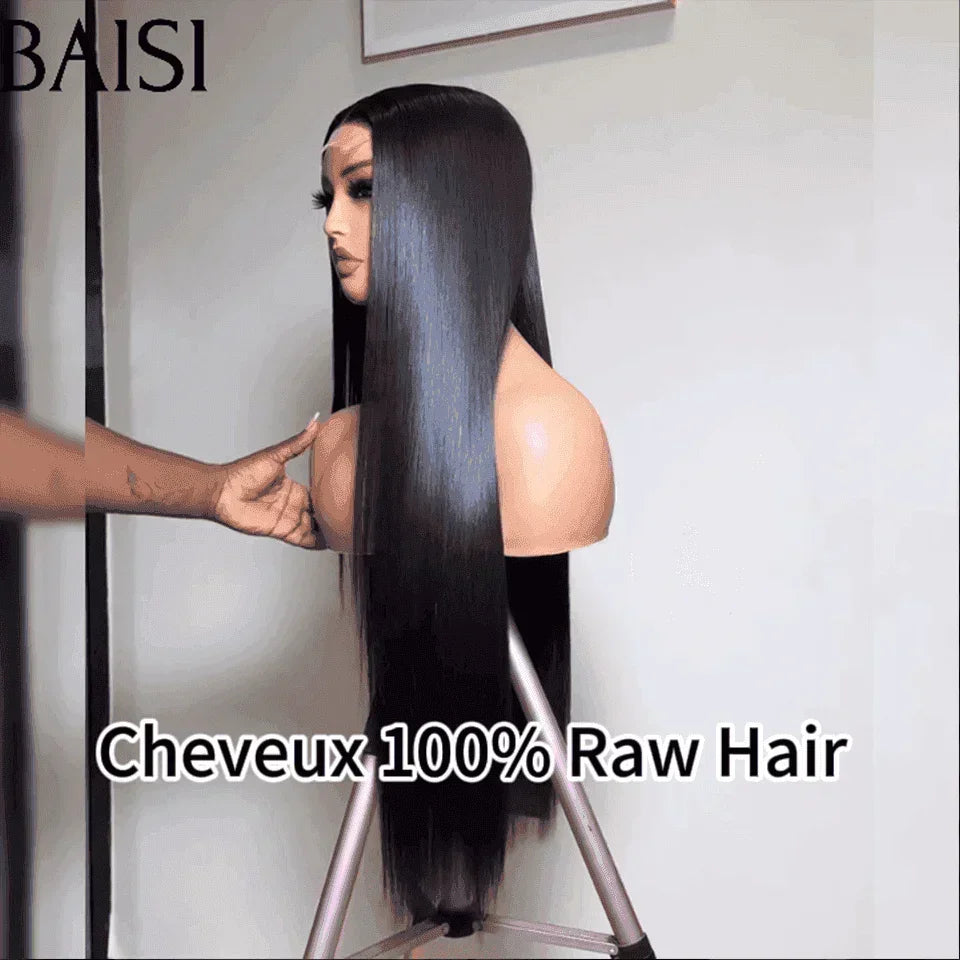 BAISI 4x4 Closure Perruque Lisse En 100% Cheveux Humains En Cheveux Indians Brésiliens De Bonne Qualité B
