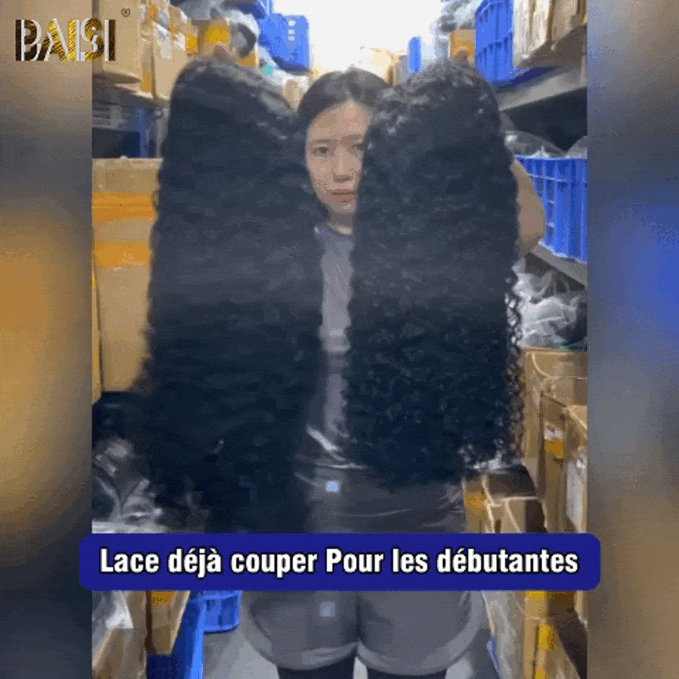 BAISI 13x6 Frontal Curly Wig 20 and 30 Inch Pre-plucked No Glue Needed 100% Raw Hair Lace Pre-cut FR38