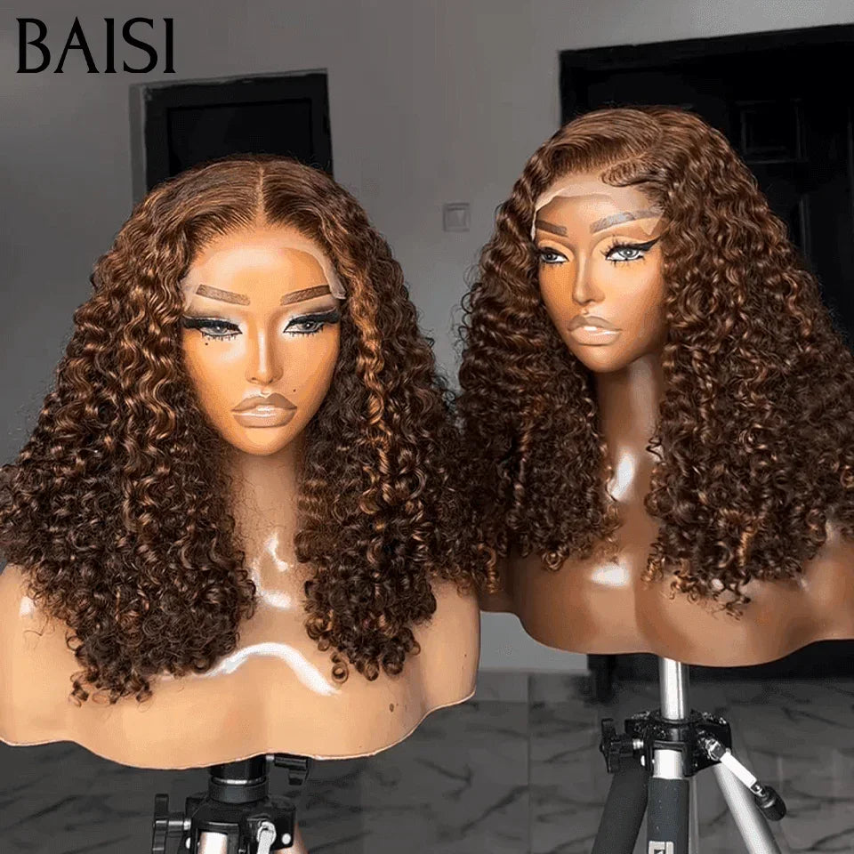 BAISI 4X4 lace Parrucca Bob onda acqua 14 pollici Colore Misto 4#MIX30# 100% capelli umani