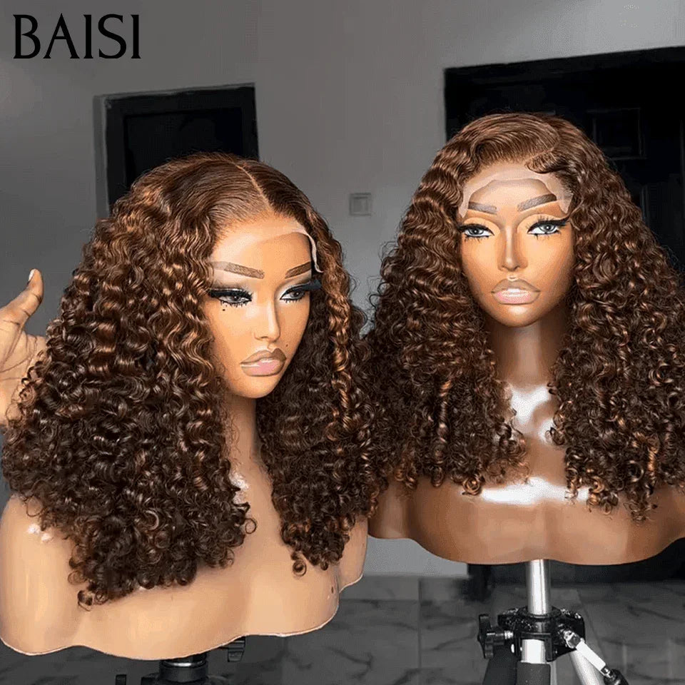 BAISI 4X4 lace Parrucca Bob onda acqua 14 pollici Colore Misto 4#MIX30# 100% capelli umani