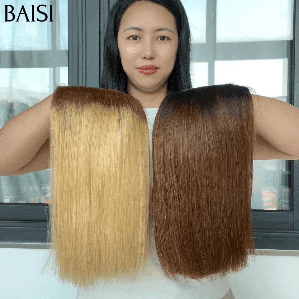 BAISI lace 2*6 vietnam hair Perruque Carrée Lisse bob  En Couleur marron 4# et couleurs miel en 100% cheveux humains