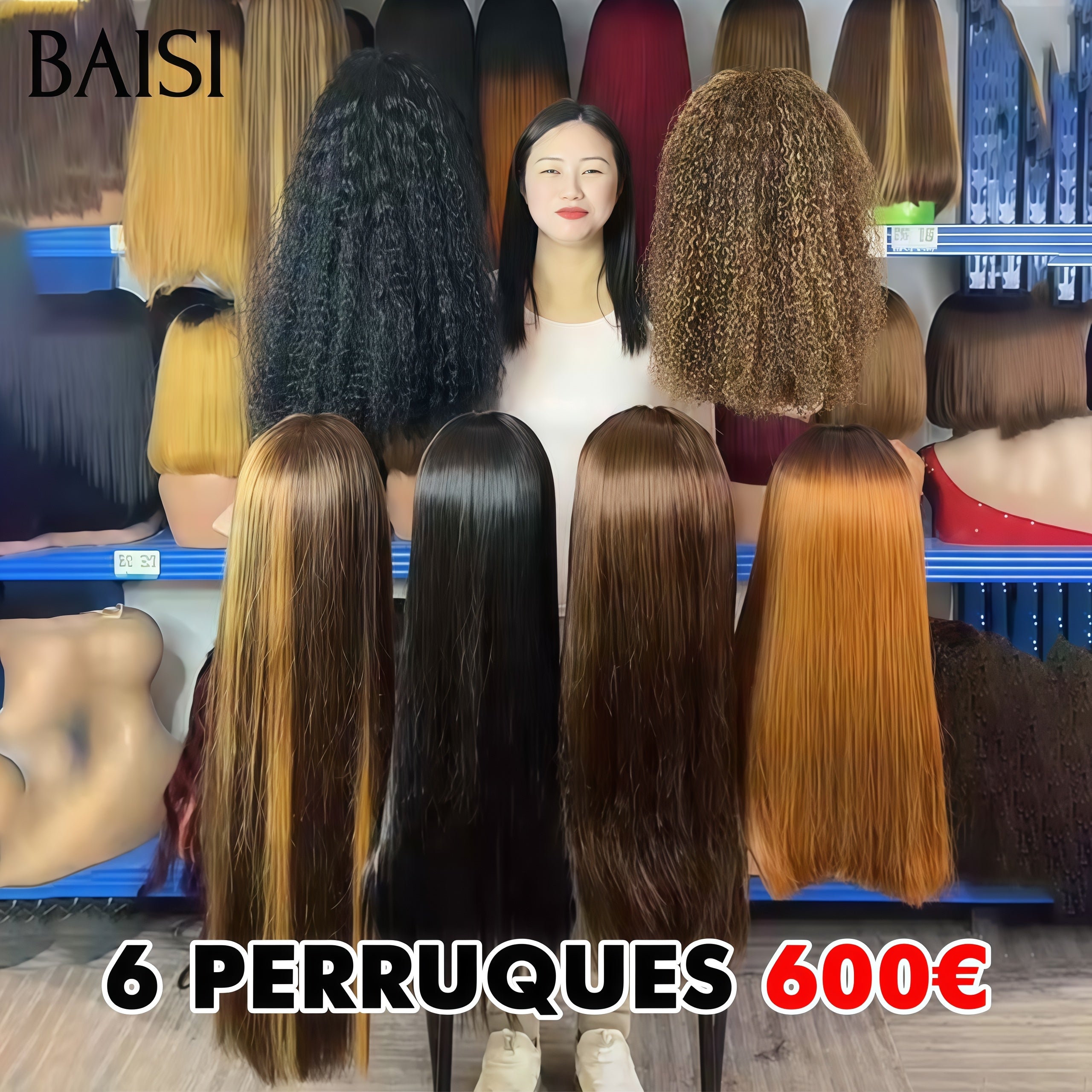 BAISI Promotion Black Friday  6 perruques 600€ 13x4 lace frontal Lisse et deep wave 6 couleurs en 100% Cheveux Humains