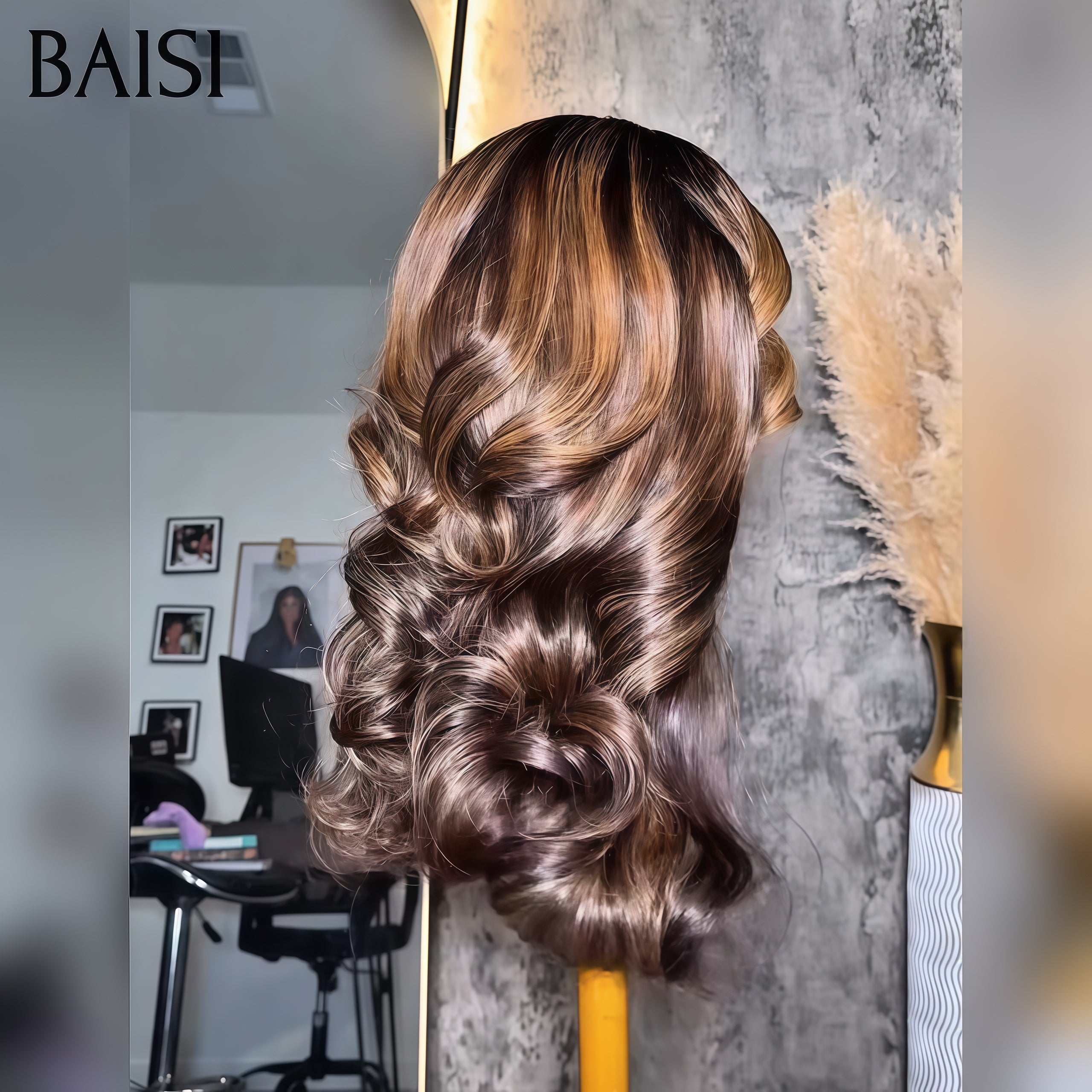 BAISI BLACK FRIDAY Esclusivo 109€ Frontale in pizzo 13x4 Parrucca Body Wave Marrone misto Miele in 100% Capelli Umani
