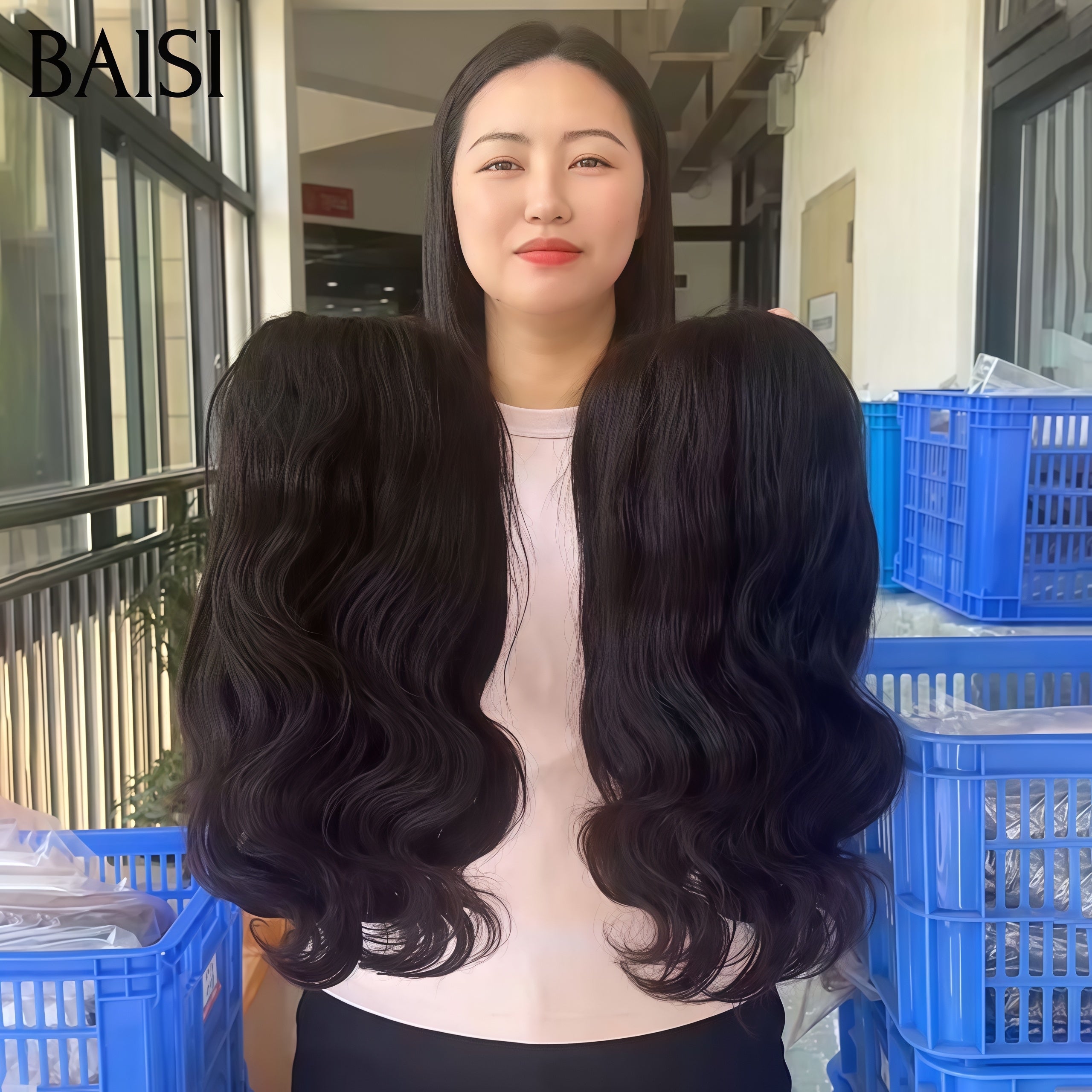 BAISI PROMO Le plus BAS PRIX 79€ Perruque Body wave NOIR avec 13x4 lace frontal 14 Pouces en 100% Cheveux Humains
