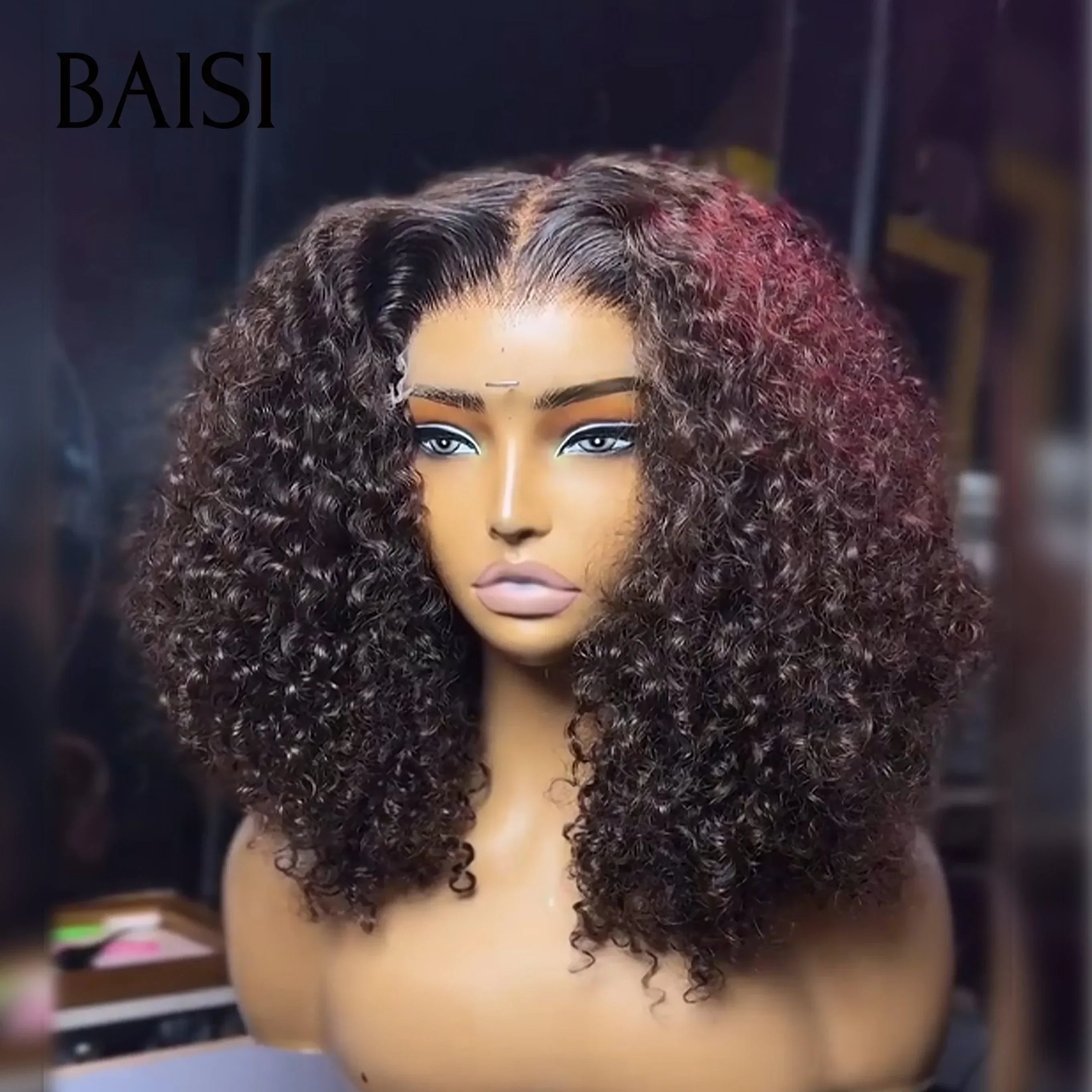 Parrucca frontale in pizzo 13x4 BAISI Onda profonda Castano chiaro in 100% veri capelli umani