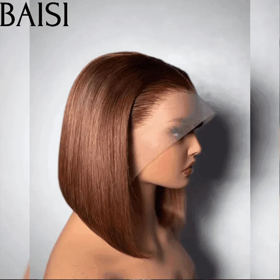 BAISI HAIR FR 13X4 Parrucca frontale liscia a caschetto colore Marrone 4# in 100% veri capelli umani