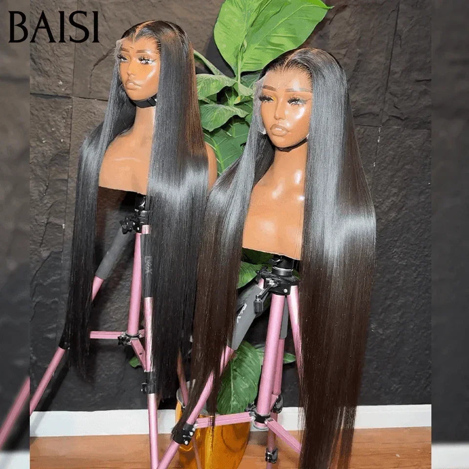 BAISI 13X4 lace perruque BLACK FRIDAY trop longue lisse Moitié Prix NOIR ou 2X6 lace 1BT4# DE luxe 249€ en 100% cheveux humains MP50