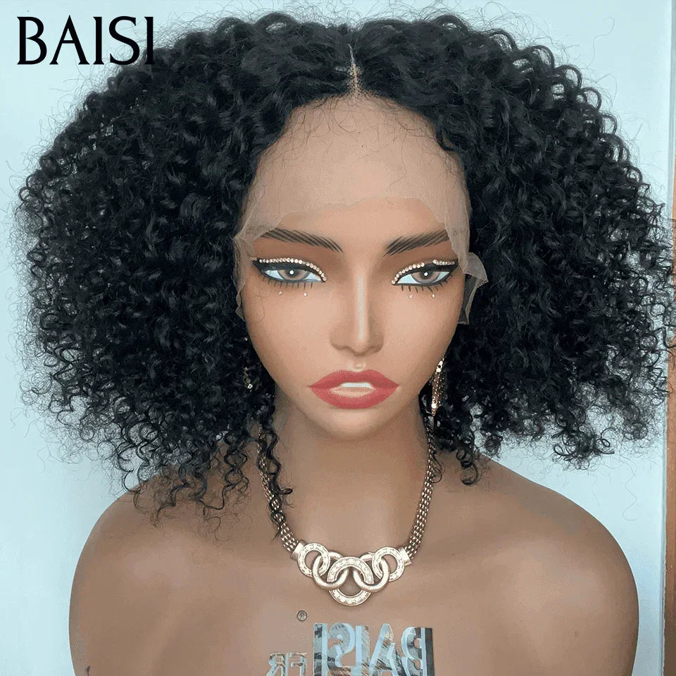 BAISI 13X4 Lace Perruque curly Wave noir 10 Pouces 66€ en 100% vrais cheveux humains BS65
