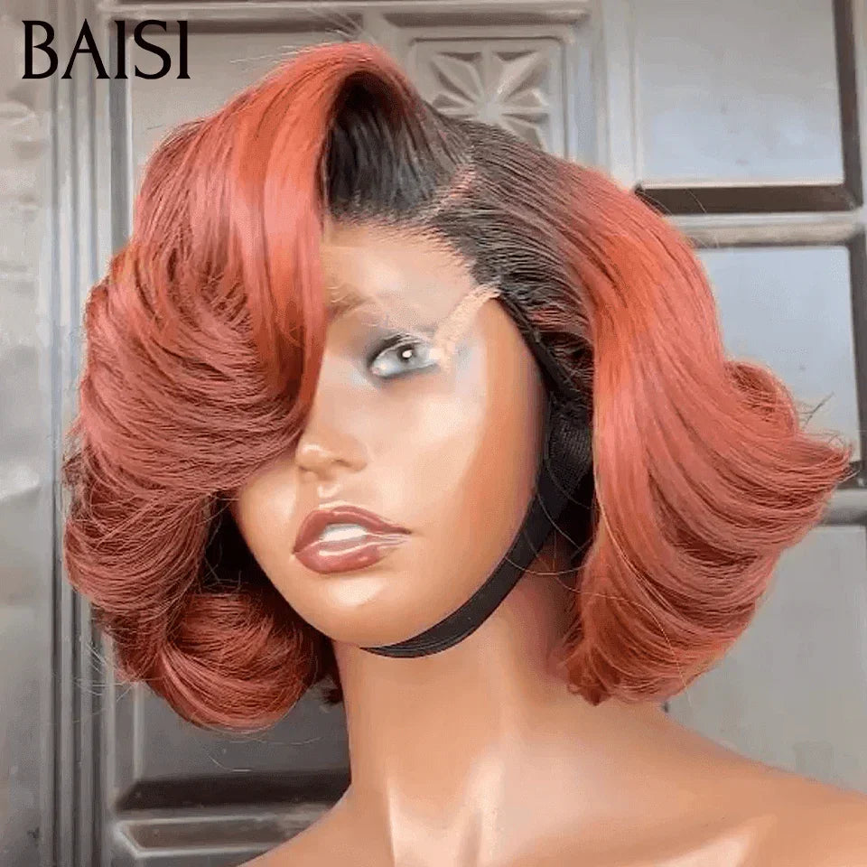 BAISI Pixie Wig Custom Colors In Color 1BT-4#350# €66 in 100% Human Hair FR38