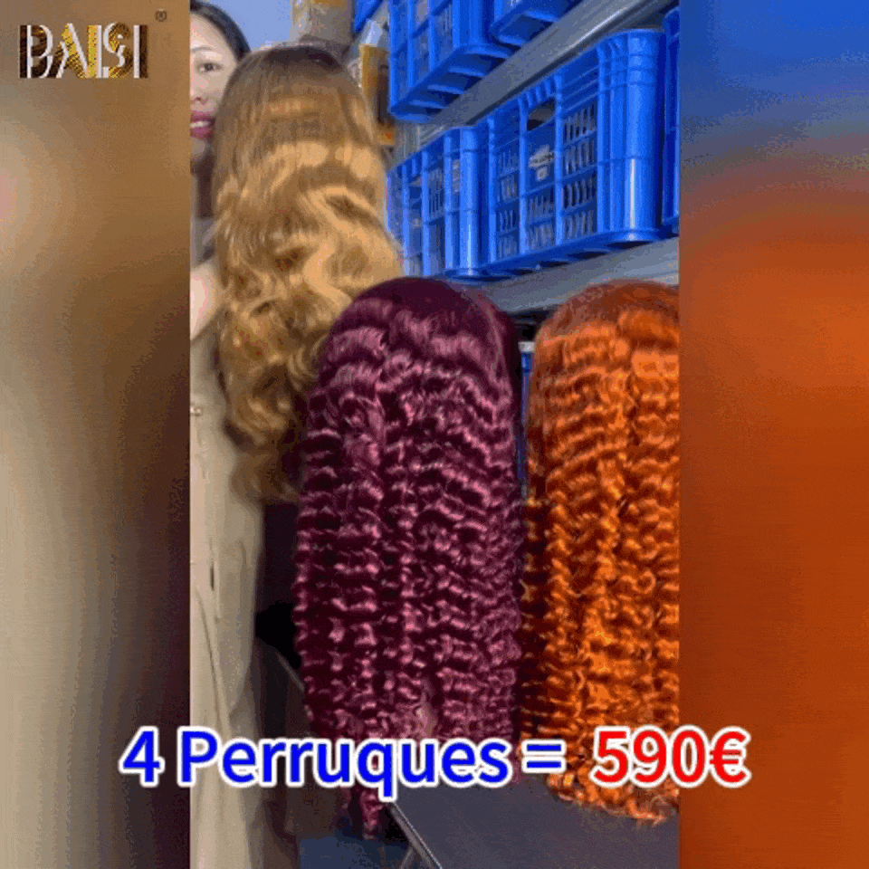 BAISI HAIR FR 2 Perruques Sans Colle 69€ afro ou Lot De 4 Perruques Prix en Gros pour Revendre En Couleur 590€ moitié prix En 100% Cheveux Humains mp50
