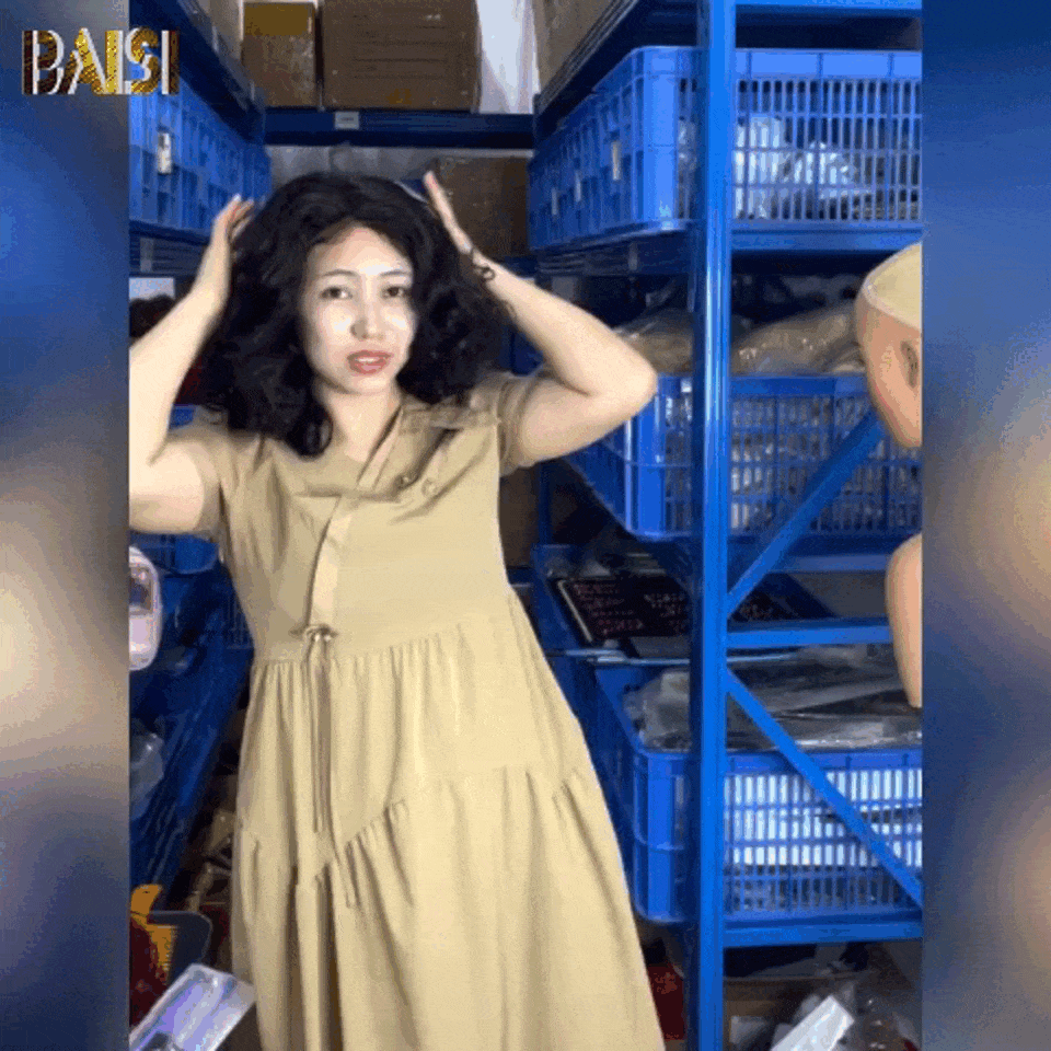 BAISI Achetez 2 perruques minimum au prix d'usine fournisseur en France TVA 0€ 48H arrivé 13x4 Frontal Bob Perruque 065c bouncy curly  100% Cheveux Humains  (Pas Besoins De Code)