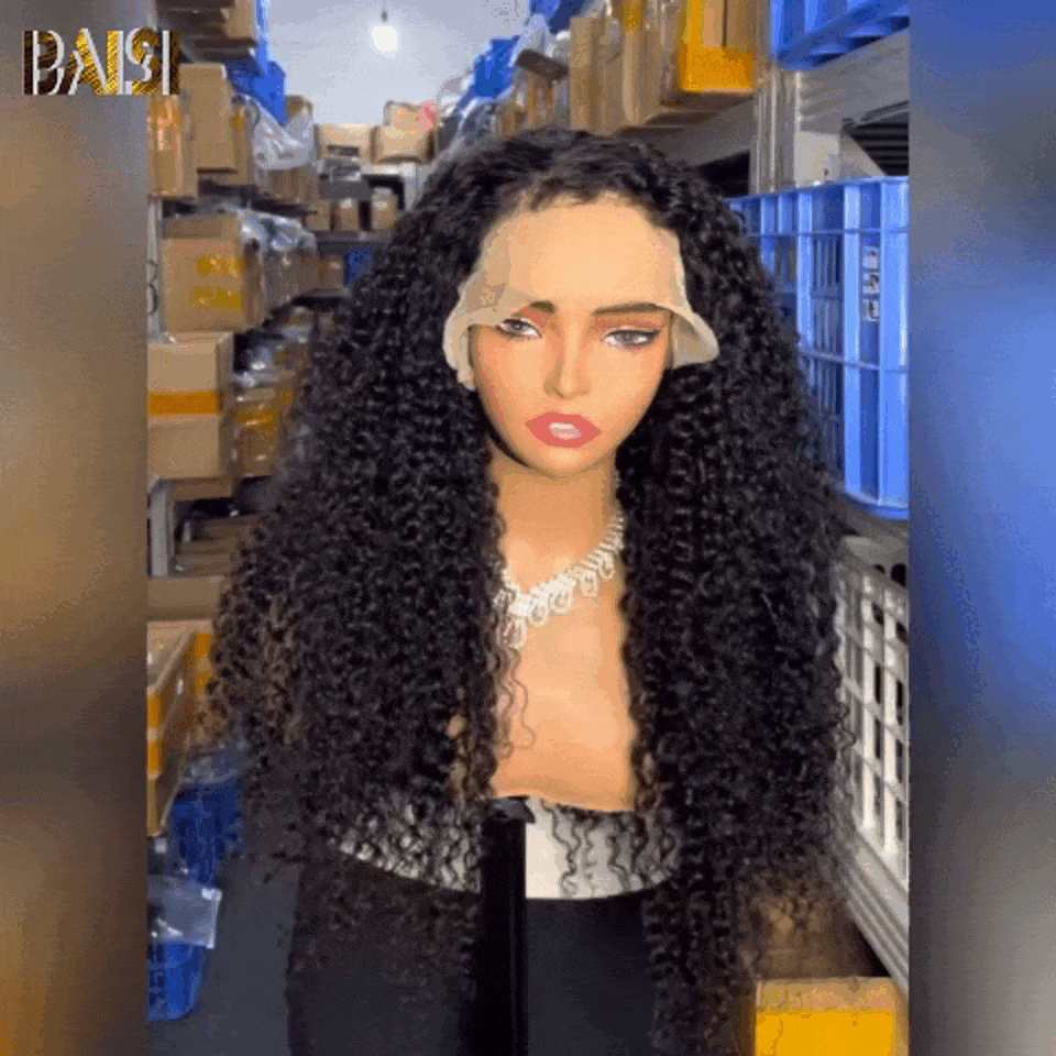 BAISI Compre 2 perucas no mínimo ao preço de fábrica do fornecedor, peruca Lace Frontal 13x6 kinky curly em 100% Raw Hair (sem código)