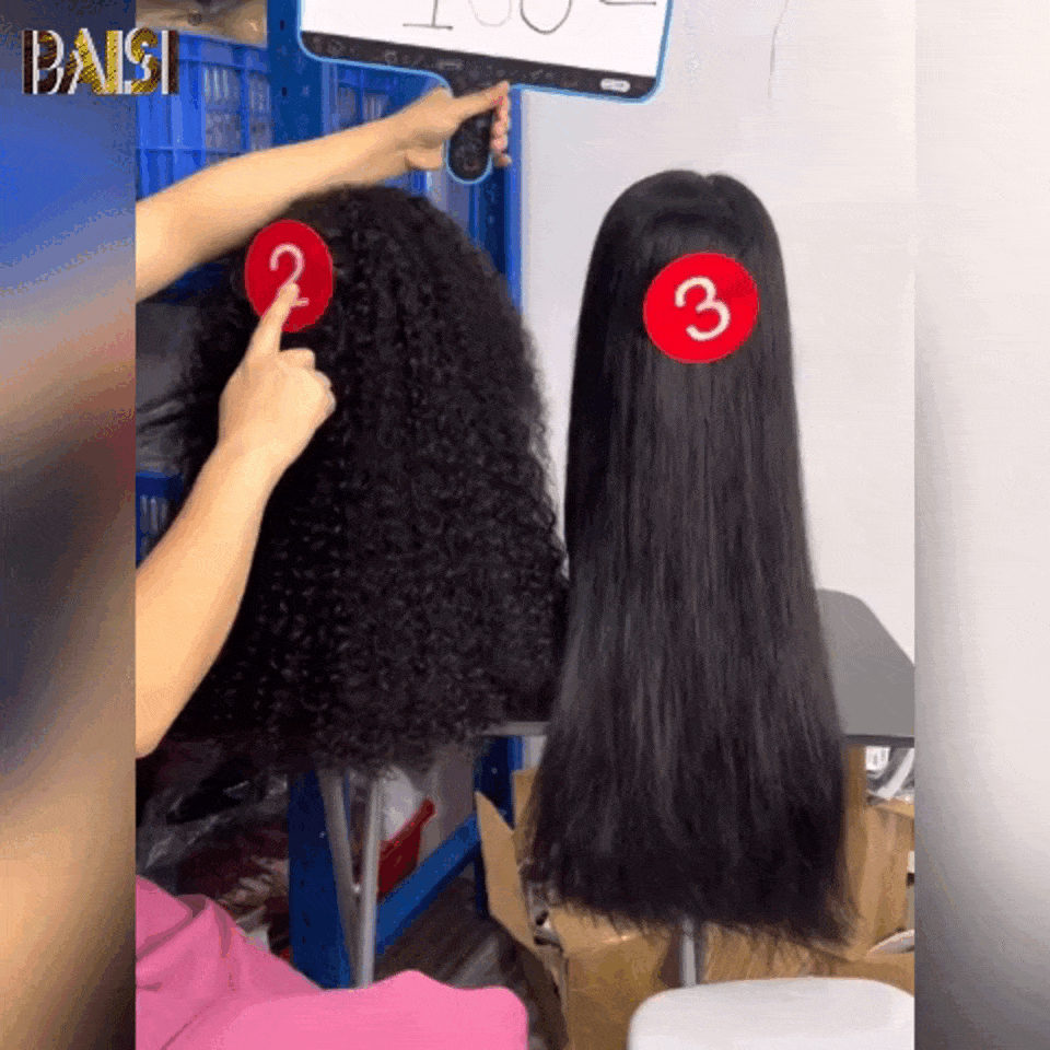 BAISI 13X4 Parrucche di Lusso Ricce 20 pollici o Lisce 18 pollici A1 Realizzate con capelli double drawn vergini vietnamiti Hair 250% densità oltre 20 anni di utilizzo VIP100