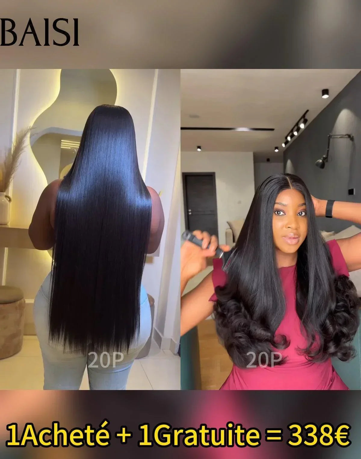 BAISI 1 Acquistato + 1 Gratis = 50€ Realizzato a macchina pixie water wave e finger wave oppure 1 Acquistato + 1 Gratis = 338€ in 100% capelli umani veri (non serve codice)