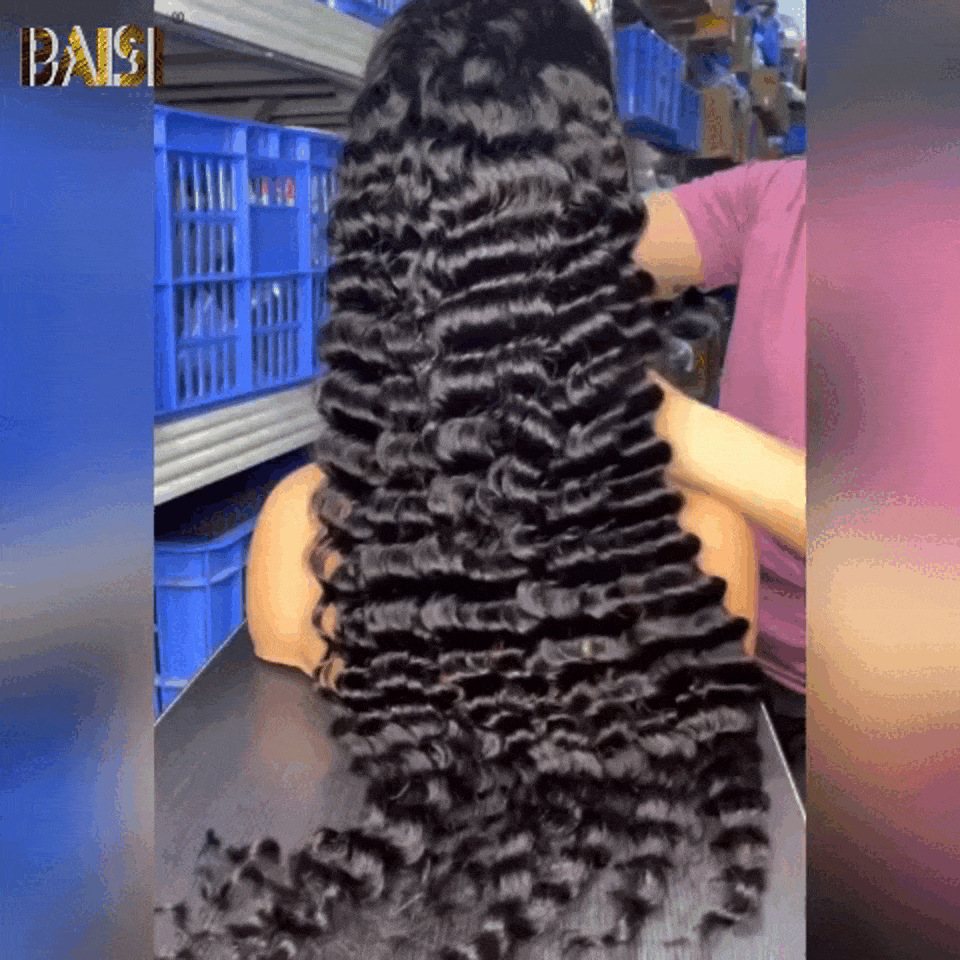 BAISI Achetez 2 perruques minimum au prix d'usine fournisseur 13x4 Lace Frontal Perruque Deep Wave En 100% Cheveux Humains  (Pas Besoins De Code)