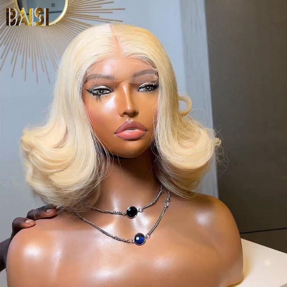 Parrucca BAISI 4X4 Lace Bob Bouncy Curl 12 pollici in bionda # 613 veri capelli umani