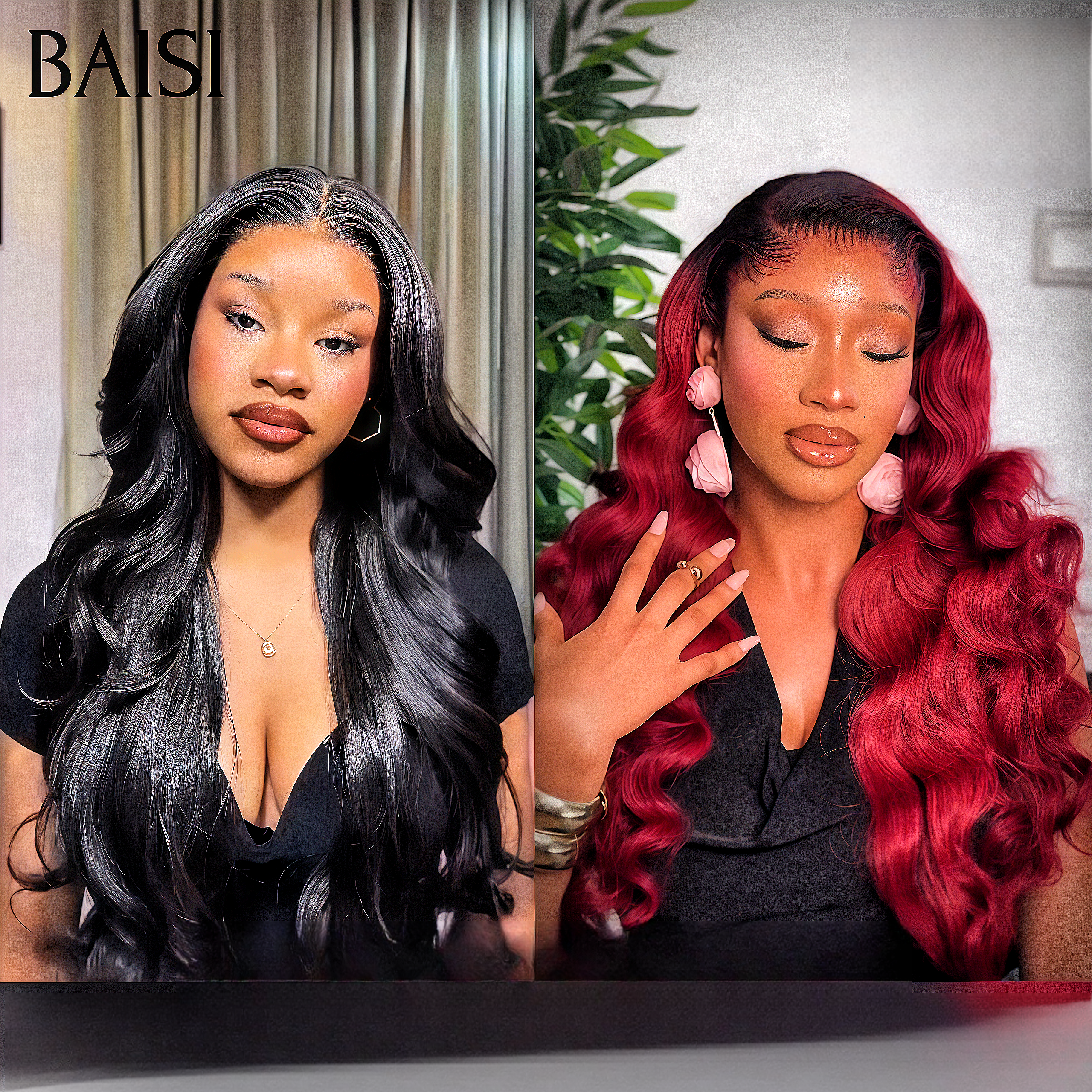 BAISI 3 Wigs to resell €299 curly wave and Smooth and 065C Black in 100% real human hair FR38