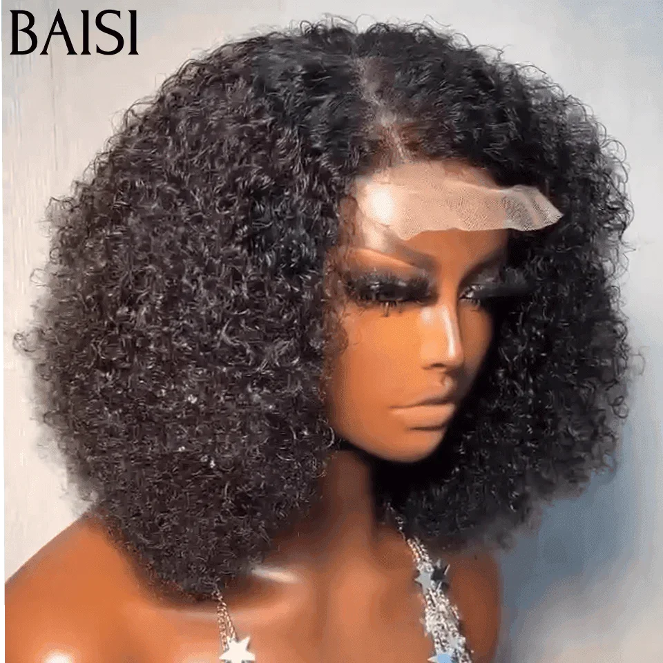 BAISI Peruca Closure 4x4 Curly Encaracolada Frisada 12 Polegadas 75€ ou Volume 250% 14 Polegadas 129€ em 100% Cabelo Humano BS65