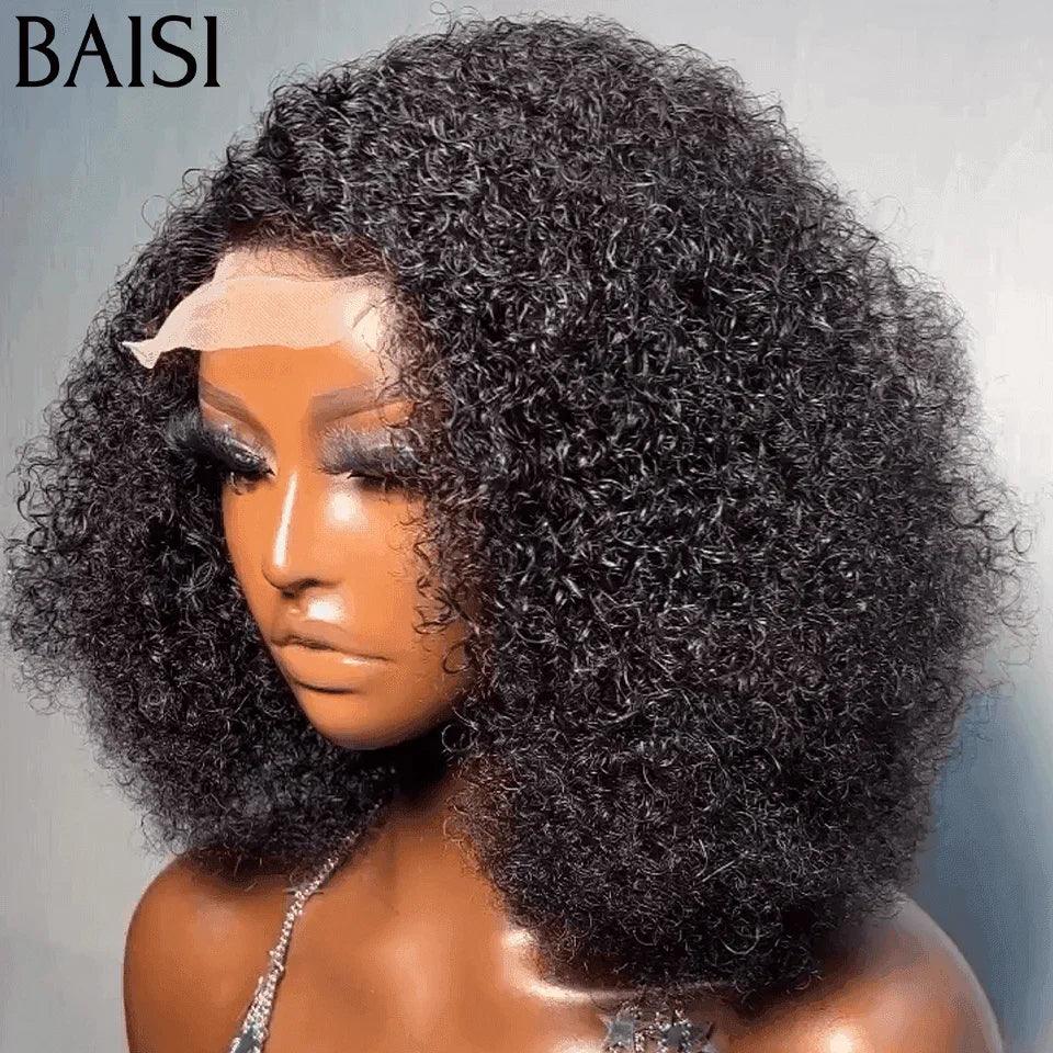 BAISI Peruca Closure 4x4 Curly Encaracolada Frisada 12 Polegadas 75€ ou Volume 250% 14 Polegadas 129€ em 100% Cabelo Humano BS65