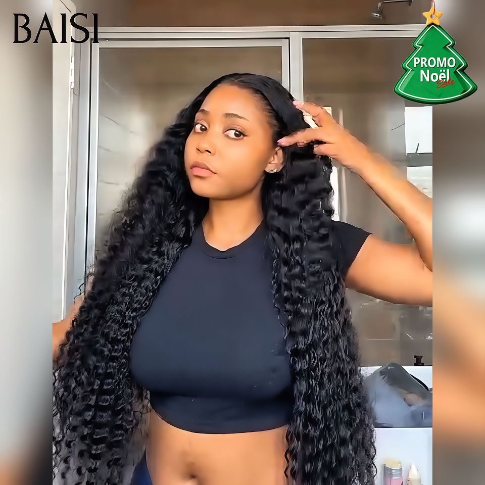 BAISI 13X4 Perruques  Curly Wave 200% densité plus de 20 ans d' utilisations 100% Cheveux Humains