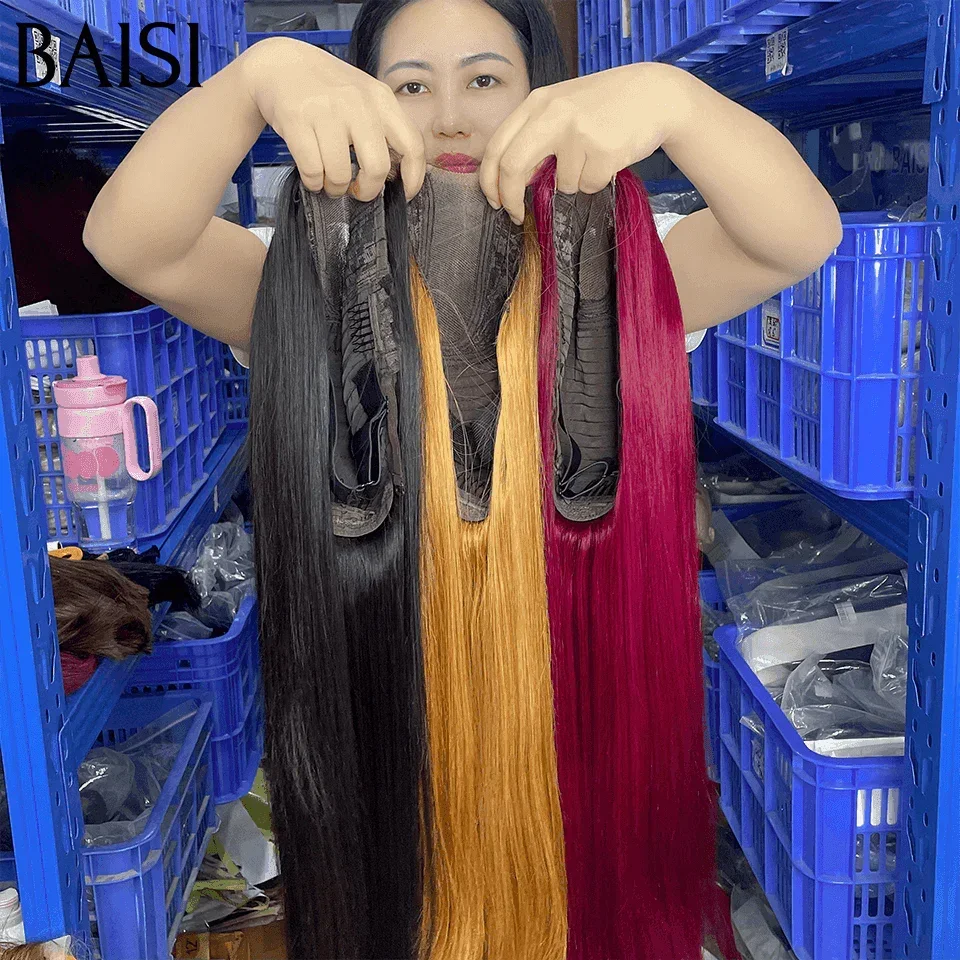 BAISI Meilleure qualité Vietnnam hair  en Promo 3 Perruques 339€ 30 pouce de luxe Lisse 3 Couleurs NOIR ou 99J ou 4T27# 2X6 lace en 100% Cheveux Humains BS65