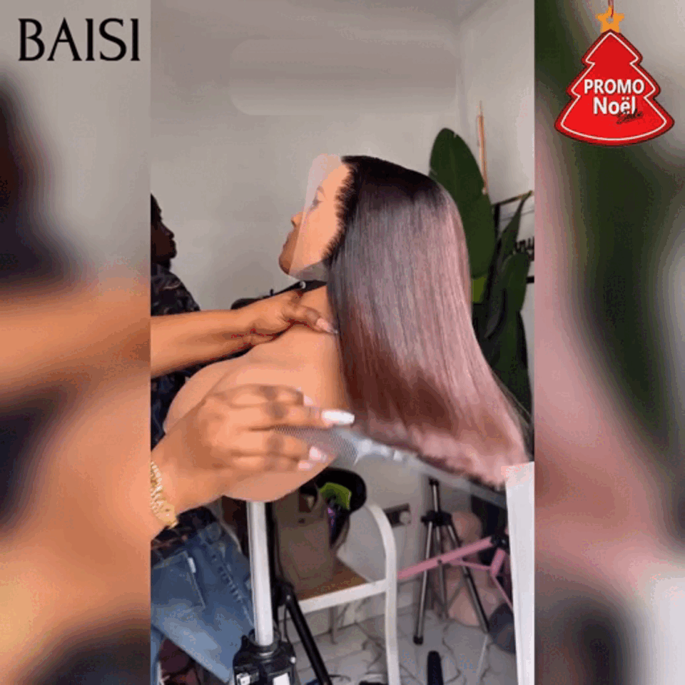 BAISI HAIR FR lace frontal Perruque carrée lisse en couleur 1BT4# en 100% vrais cheveux humains