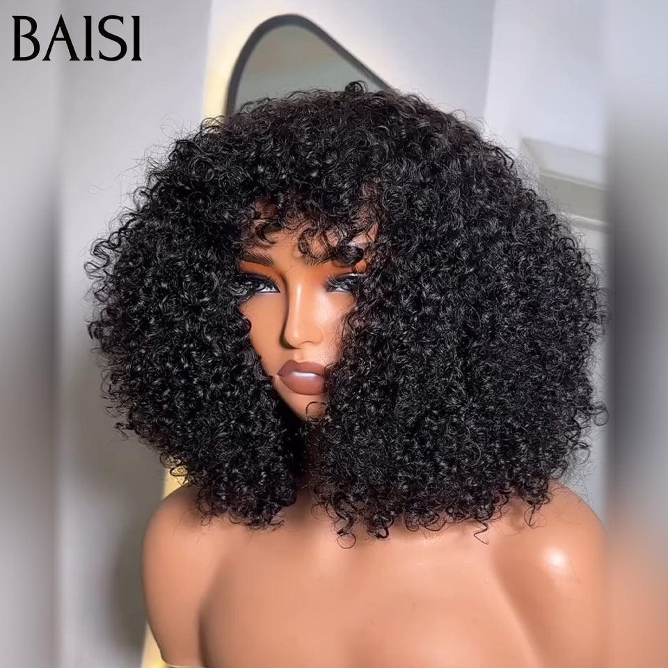 BAISI Peruca Bob Water Wave com Franja, Preta, a Metade do Preço em 24H 79€ em 100% Cabelo Humano MP50