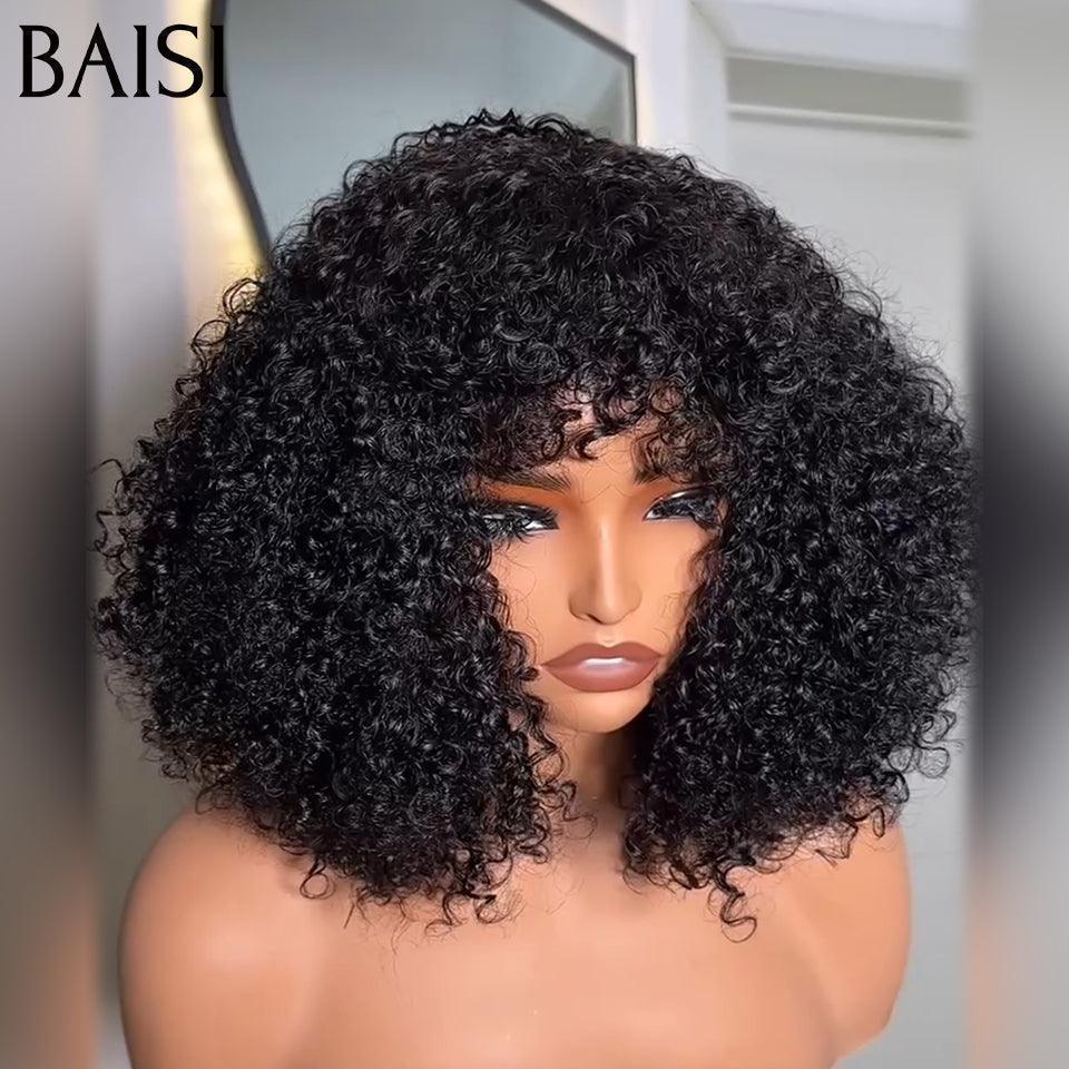 BAISI Peruca Bob Water Wave com Franja, Preta, a Metade do Preço em 24H 79€ em 100% Cabelo Humano MP50