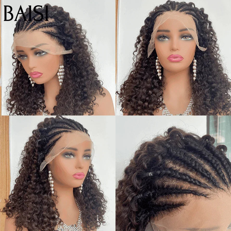 BAISI 13X4 lace perruque Moitié Prix  175€  kinky curly Petite natte frisé frontale lace 20 pouces  100% cheveux humains MP50