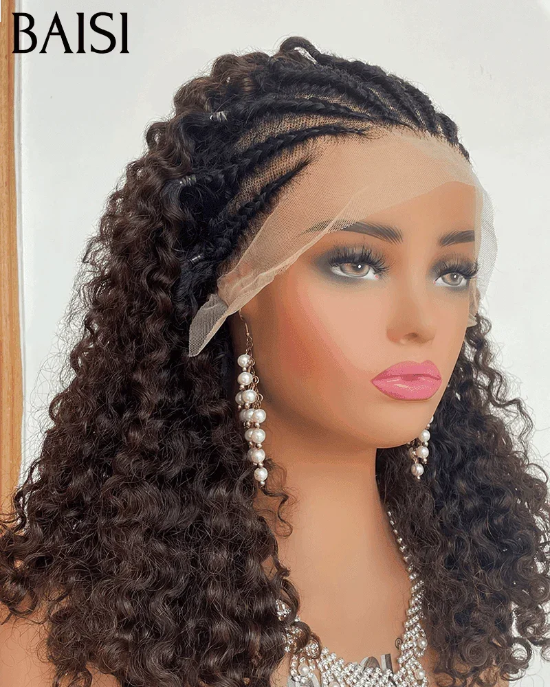 BAISI 13X4 lace perruque Moitié Prix  175€  kinky curly Petite natte frisé frontale lace 20 pouces  100% cheveux humains MP50
