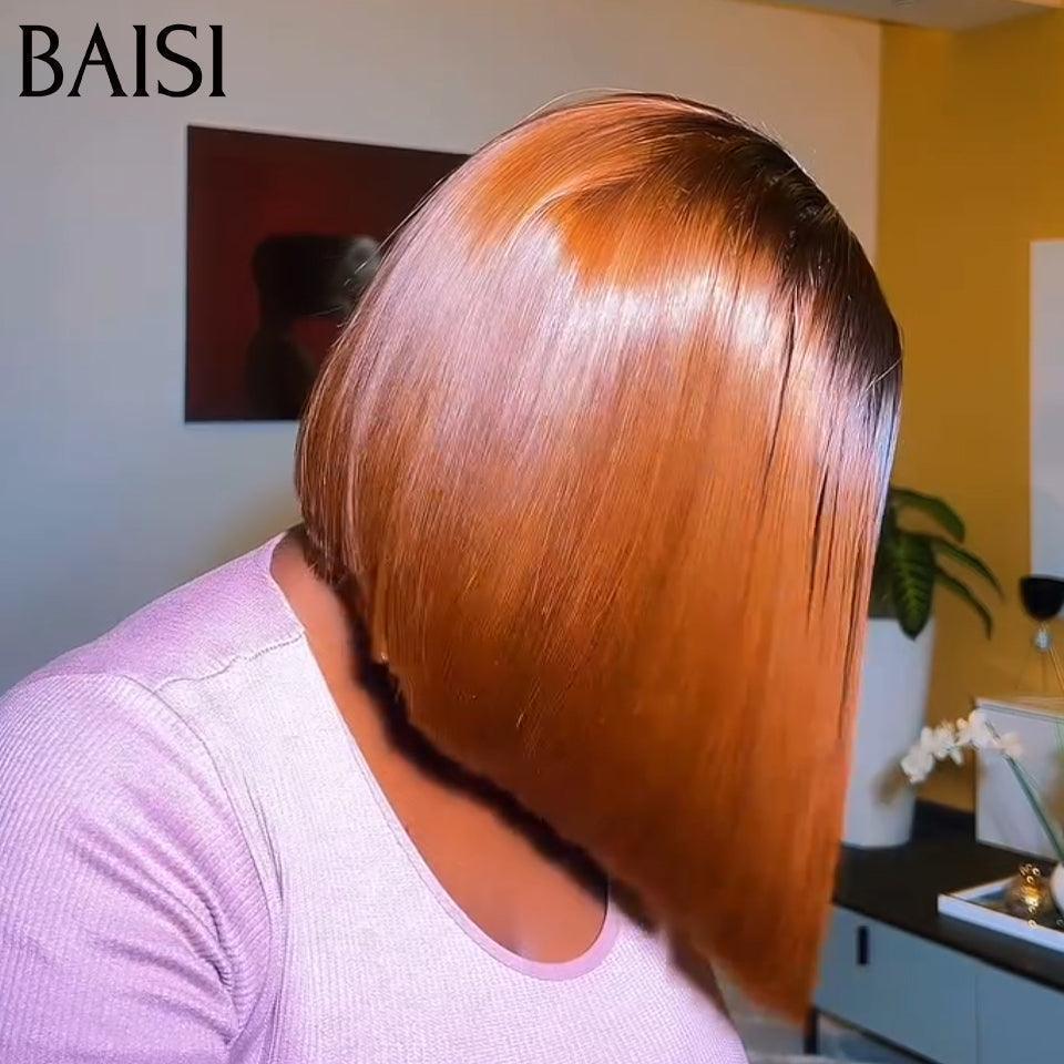 BAISI  Perruque Lisse DE luxe Bob Moitié Prix 128€ 2x6 Lace 100% Vietname Hair en Couleurs personnalisées Marron et orange SDD BONE STRAIGHT 10 Pouces En 100% Vrais Cheveux Humains MP50