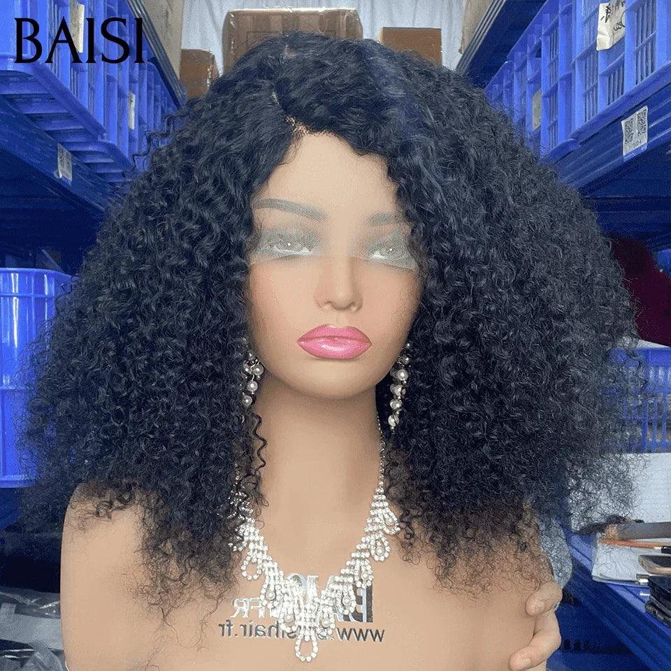 BAISI Noël PROMO Mixte Curly 10 Pouces 75€ ou T PART LACE PERRUQUE BOUCLÉE CURLY 100€ Moitié Prix 18 Pouces300% Densité  EN 100% CHEVEUX HUMAINS EN COULEUR NOIR MP50
