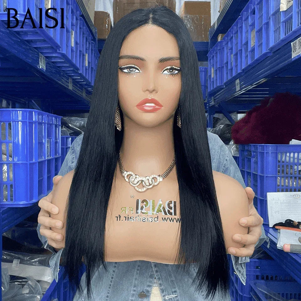 BAISI  4X4 perruque 8 Pouces 68€ En Couleur Noir moitié prix lisse en 100% cheveux humains MP50