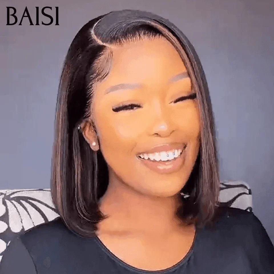 BAISI  13x4 Frontal PerruqueLisse Sans Colle en Couleur NOIR Mixte miel 1B#30# moitié prix 129€ en 100% Cheveux Humains MP50