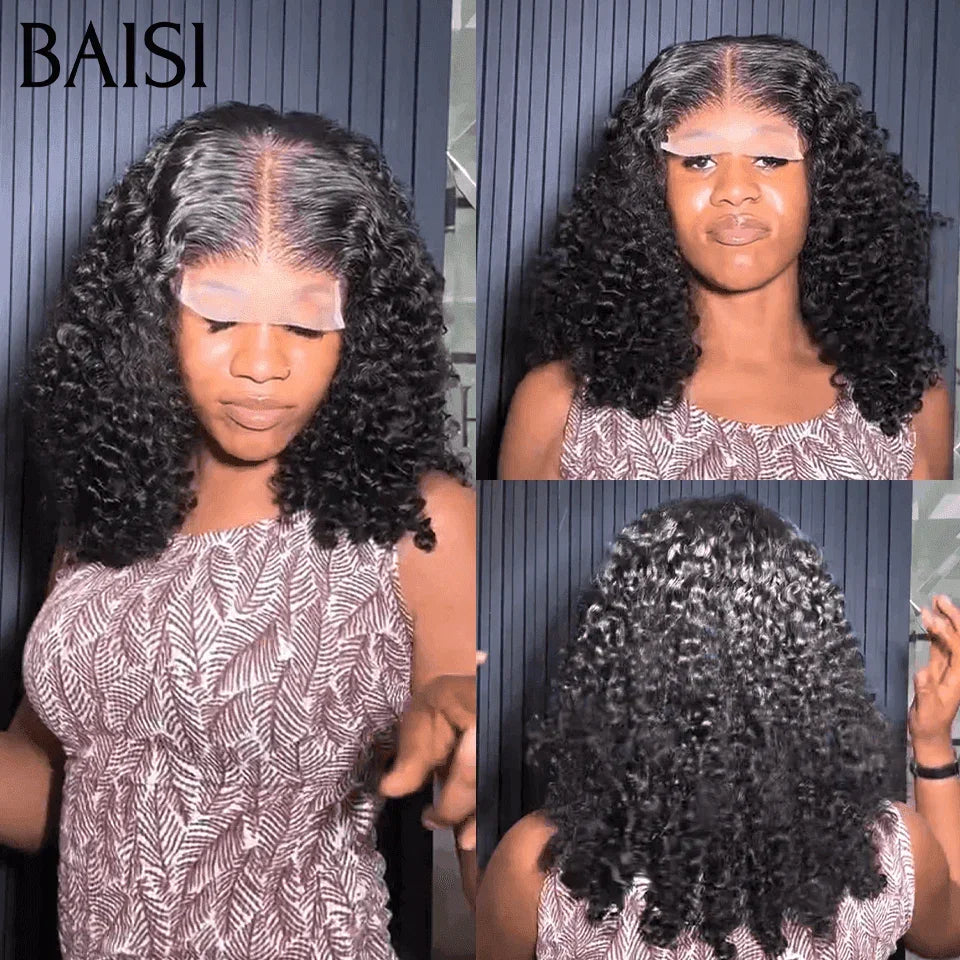 BAISI Perruques 2 parrucche T part ricci pixie e 4X4 curly wave da rivendere Metà prezzo 149€ in 100% veri capelli umani MP50