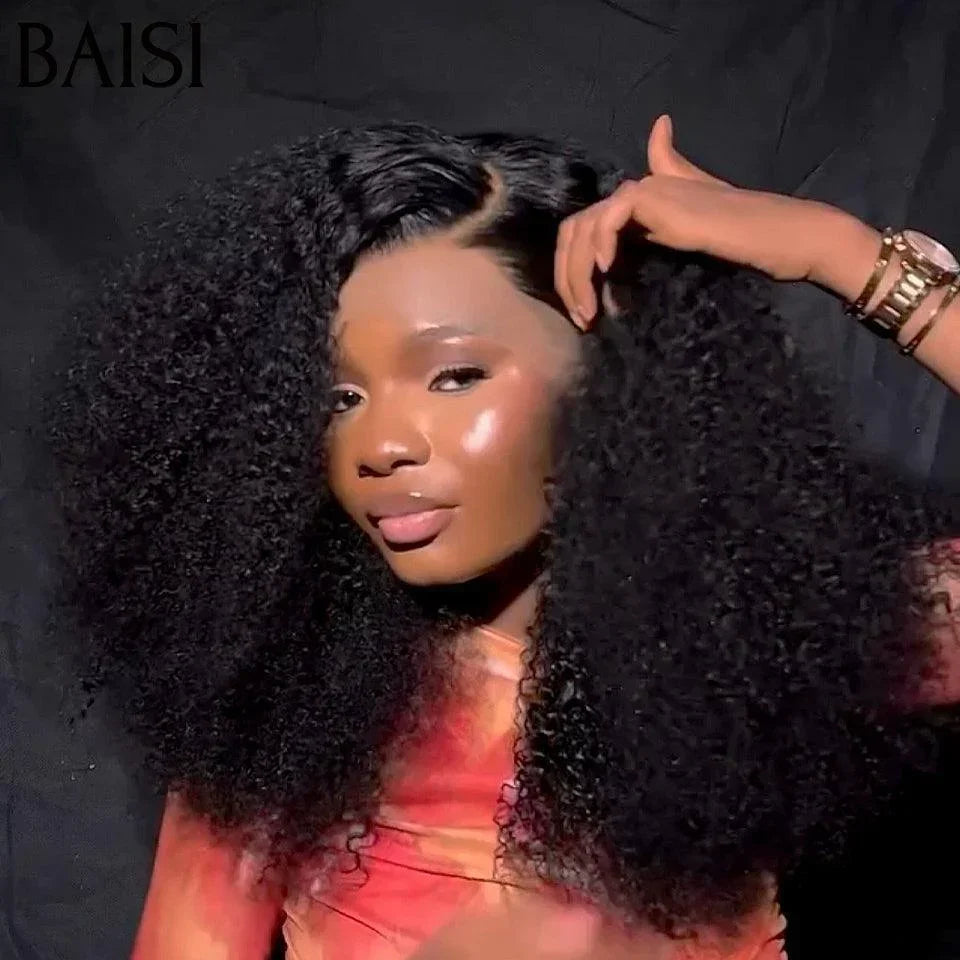 BAISI VENTE PROMO 149€ moitié prix 13x4 LACE frontal PERRUQUE BOUCLÉE CURLY 24 Pouces  EN 100% CHEVEUX HUMAINS NOIR MP50