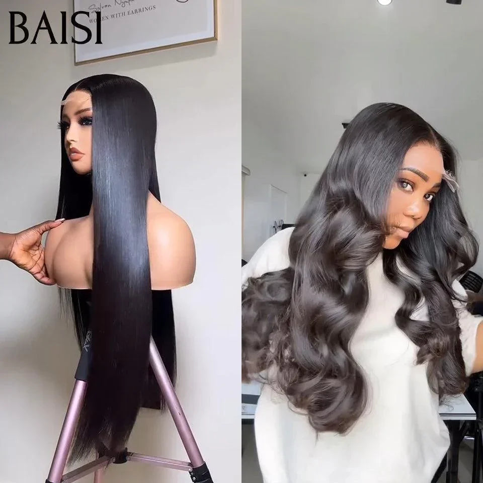 BAISI  2 Perruques  Body wave et Lisse 13X4 lace 24 pouces  en 100% vrais cheveux humains BS65