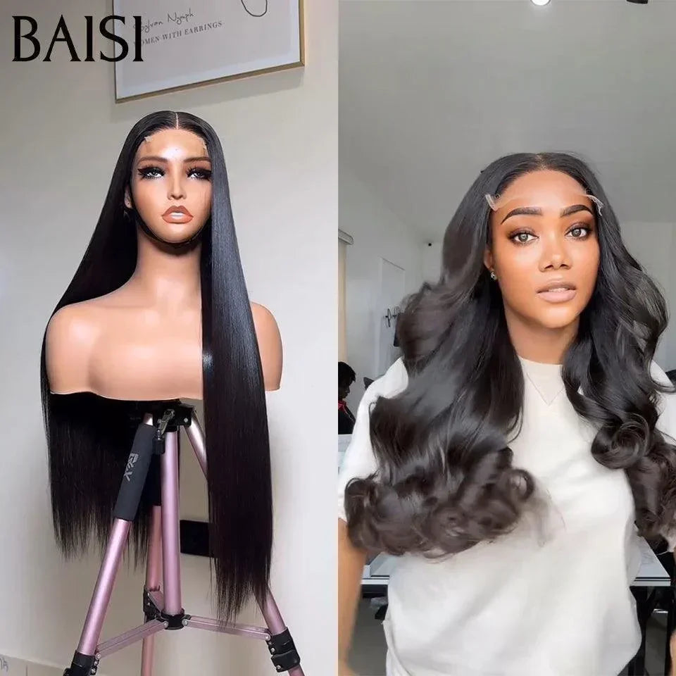 BAISI  2 Perruques  Body wave et Lisse 13X4 lace 24 pouces  en 100% vrais cheveux humains BS65