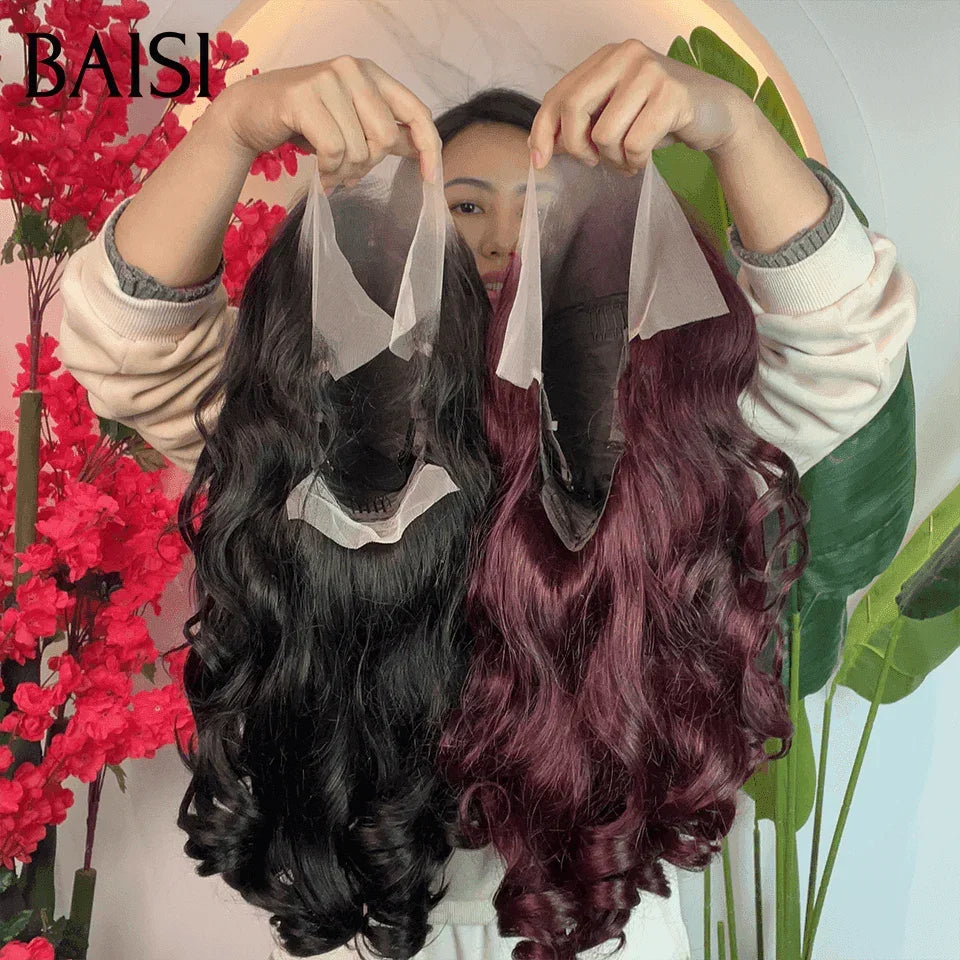 BAISI  13X4 perruque 065C BOUCLÉE CURLY wave 16 Pouces NOIR ou 99J 120€  moitié prix 100% Cheveux Vierges MP50