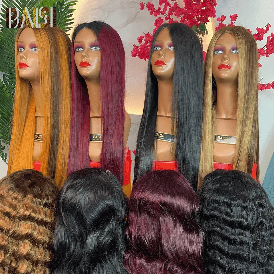 BAISI  4 Perruques SDD BONE STRAIGHT 100% Vietnam hair Lisse pour revendre 400€  Moitié Prix 2X6 lace 30 pouces en 4 Couleurs Bordeaux 1BT99J# et Marron 4/27# et orange 4/350# et noir 1B# DE luxe 250% densité en 100% vrais cheveux humains MP50