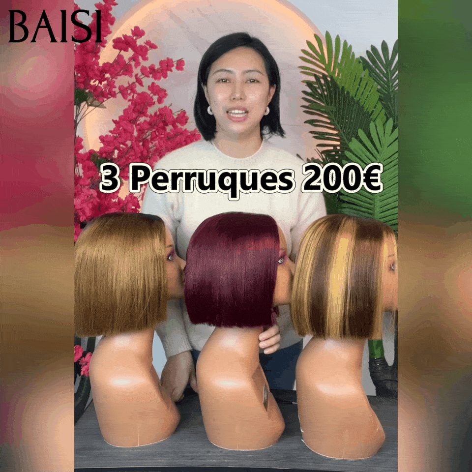 txt
BAISI  3 perucas bob liso para revenda 200€ 2X6 lace 8 polegadas em cor Bordeaux 99J# ou castanho 4/27# ou mel 1BT30# de luxo, densidade 250% em 100% cabelo humano verdadeiro FR38
