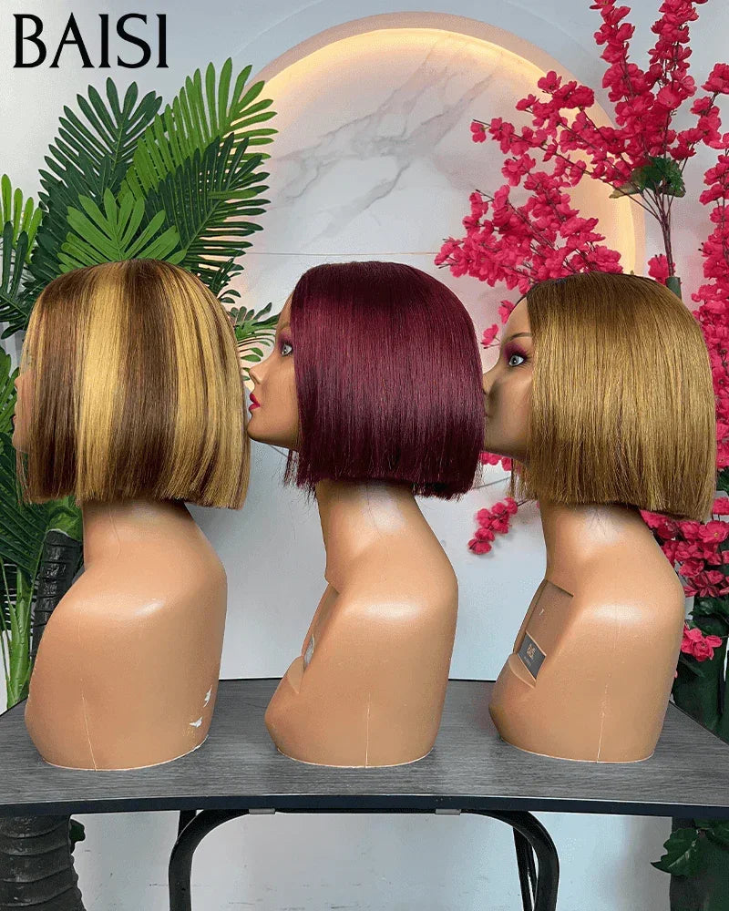 txt
BAISI  3 perucas bob liso para revenda 200€ 2X6 lace 8 polegadas em cor Bordeaux 99J# ou castanho 4/27# ou mel 1BT30# de luxo, densidade 250% em 100% cabelo humano verdadeiro FR38