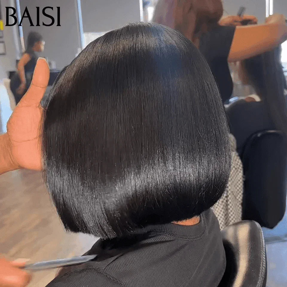 BAISI 4X4 raw hair 8 pouces lisse 66€ ou 100% Viêtnam Hair 2X6 Bob 85€ de luxe Perruque Naturelle Lisse BONE Straight 8 Pouces en 100% Cheveux humains  BS65