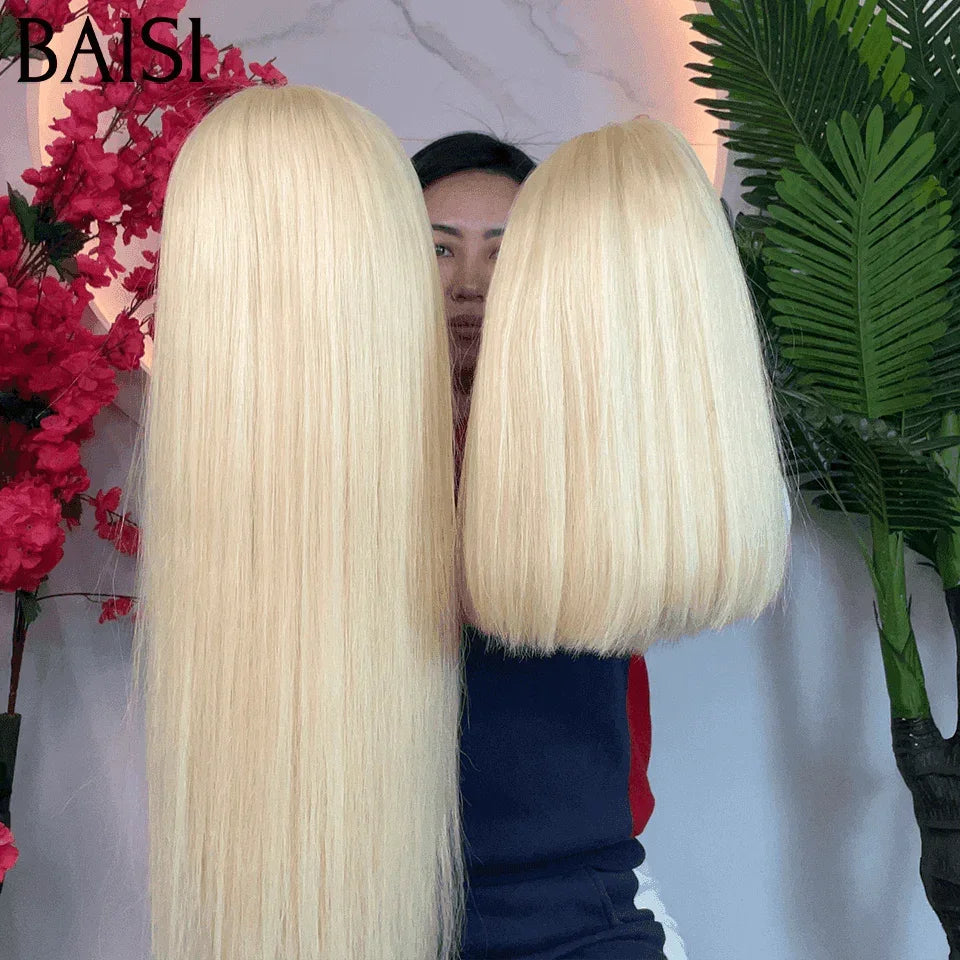 BAISI Perruques lace frontal Lisse Marron PROMO 99€ ou 145€ 18 pouce 5X5 lace Lisse en Couleurs 613# blonde ou 2x6 lace lisse bob 8 pouces 80 euro en 100% Cheveux Humains BS65