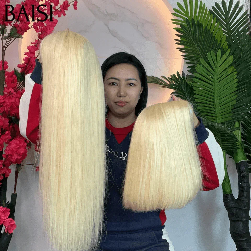 BAISI Perruques lace frontal Lisse Marron PROMO 99€ ou 145€ 18 pouce 5X5 lace Lisse en Couleurs 613# blonde ou 2x6 lace lisse bob 8 pouces 80 euro en 100% Cheveux Humains BS65