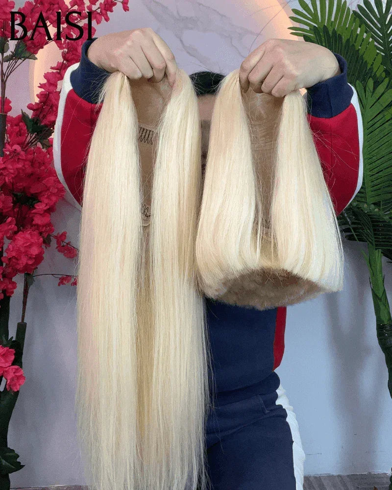 BAISI Perruques lace frontal Lisse Marron PROMO 99€ ou 145€ 18 pouce 5X5 lace Lisse en Couleurs 613# blonde ou 2x6 lace lisse bob 8 pouces 80 euro en 100% Cheveux Humains BS65