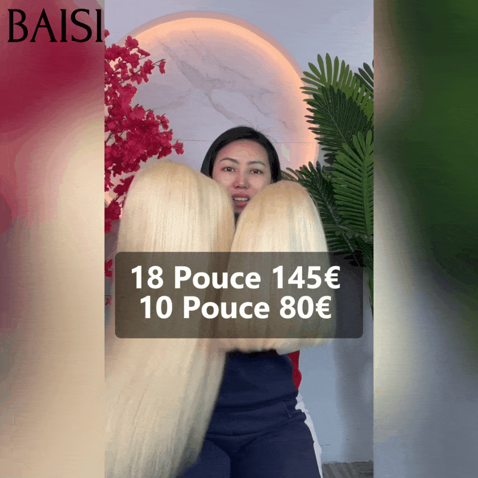 BAISI Perruques lace frontal Lisse Marron PROMO 99€ ou 145€ 18 pouce 5X5 lace Lisse en Couleurs 613# blonde ou 2x6 lace lisse bob 8 pouces 80 euro en 100% Cheveux Humains BS65