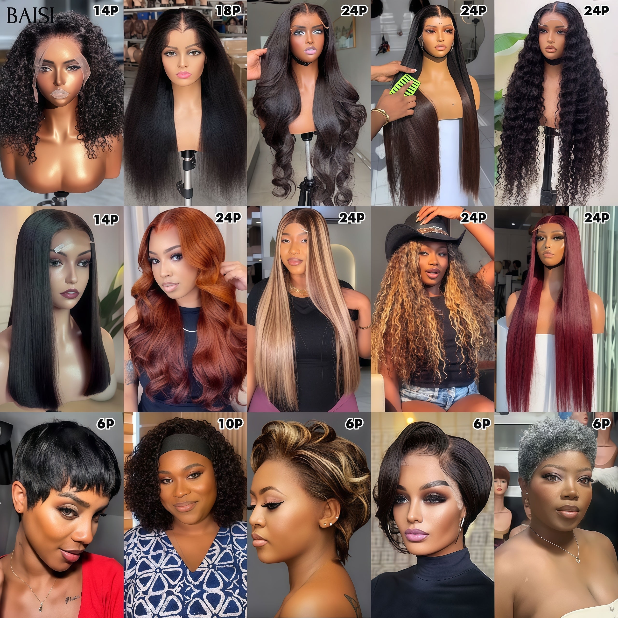 BAISI Parrucche 15 parrucche da rivendere 1299€ in 100% capelli umani veri Codice:VIP400